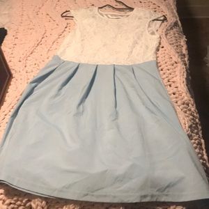 Blue and white dress